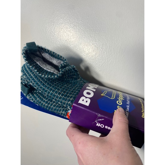 Bombas Gripper Slipper Womens Medium Teal Pine Knit Half Sock Slipper M open box - Picture 2 of 6